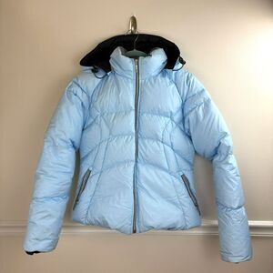 Nike Light Blue Hooded Women's Puffer Coat L